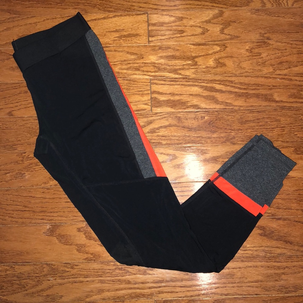 GAP Black and Gray Leggings with Orange Stripe